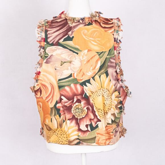 Women's Handmade OAK Art Vest Floral Cottage Fairy Colorful Sunflower SMALL Boho - Picture 5 of 5